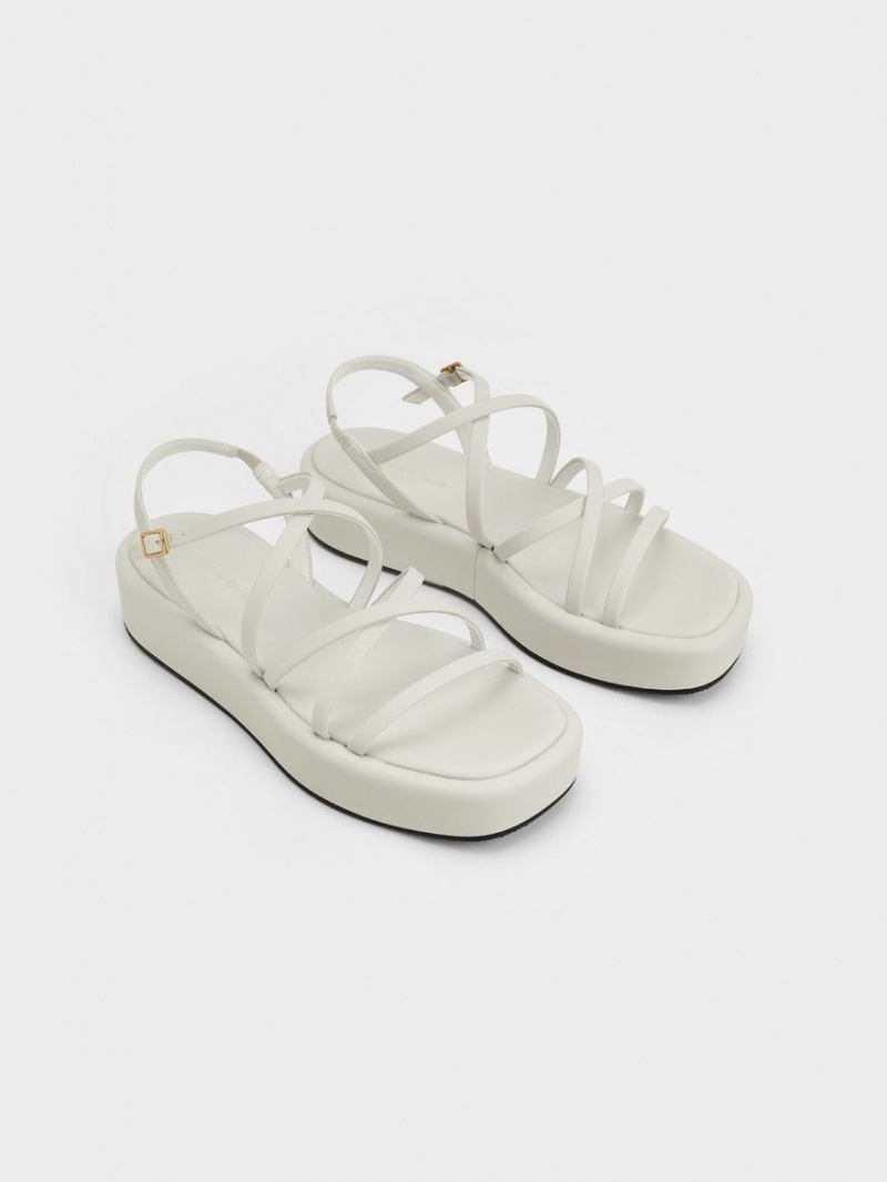 Πεδιλα Πλατφορμεσ Charles And Keith strappy Με Επένδυση ασπρα | 29065-DAXI