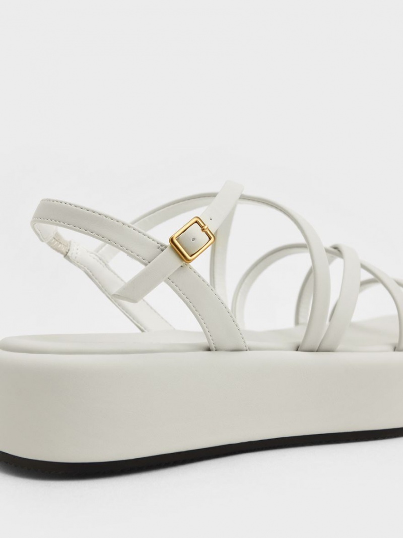 Πεδιλα Πλατφορμεσ Charles And Keith strappy Με Επένδυση ασπρα | 29065-DAXI