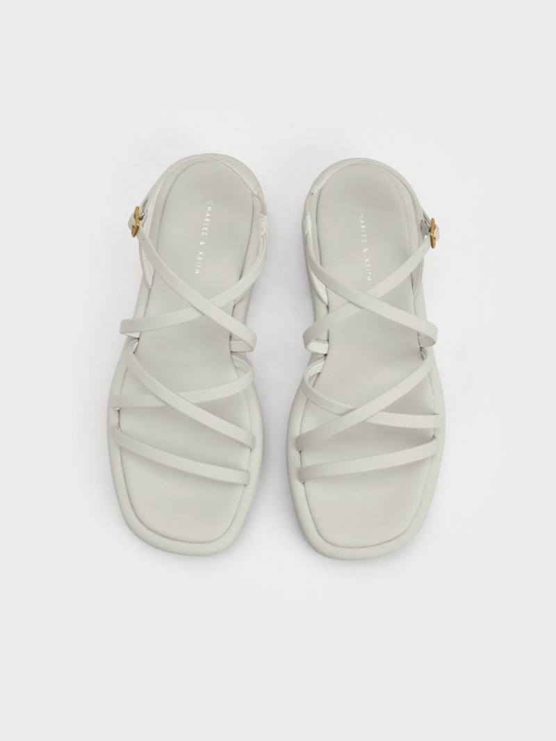 Πεδιλα Πλατφορμεσ Charles And Keith strappy Με Επένδυση ασπρα | 29065-DAXI