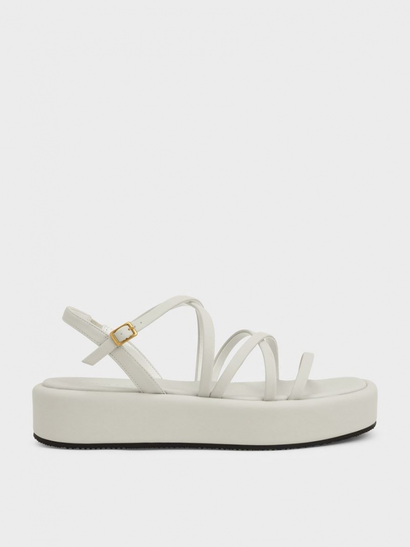 Πεδιλα Πλατφορμεσ Charles And Keith strappy Με Επένδυση ασπρα | 29065-DAXI