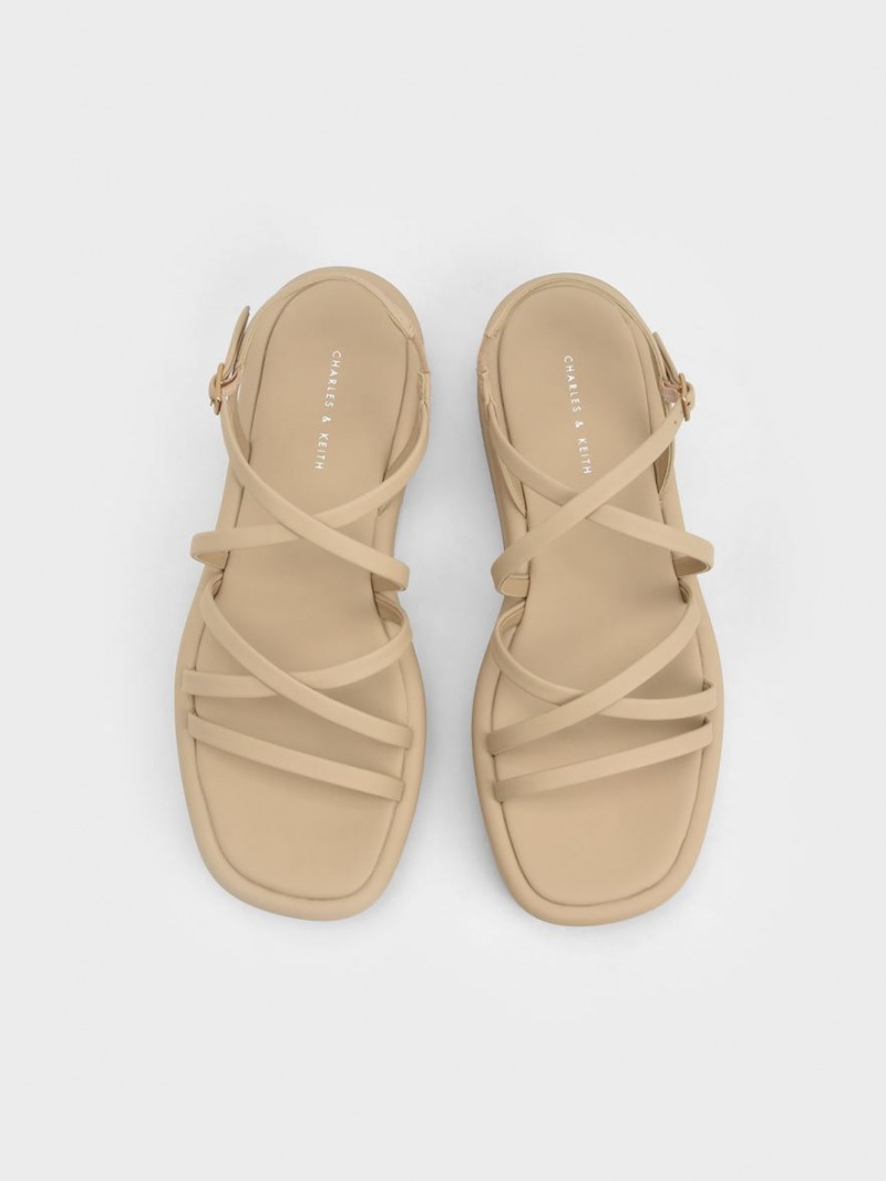 Πεδιλα Πλατφορμεσ Charles And Keith strappy Με Επένδυση Μπεζ | 31284-WKCA
