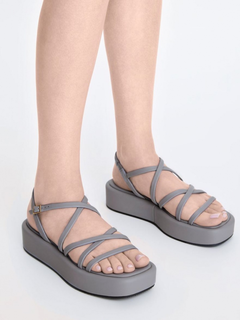 Πεδιλα Πλατφορμεσ Charles And Keith strappy Με Επένδυση γκρι | 32857-OTEW