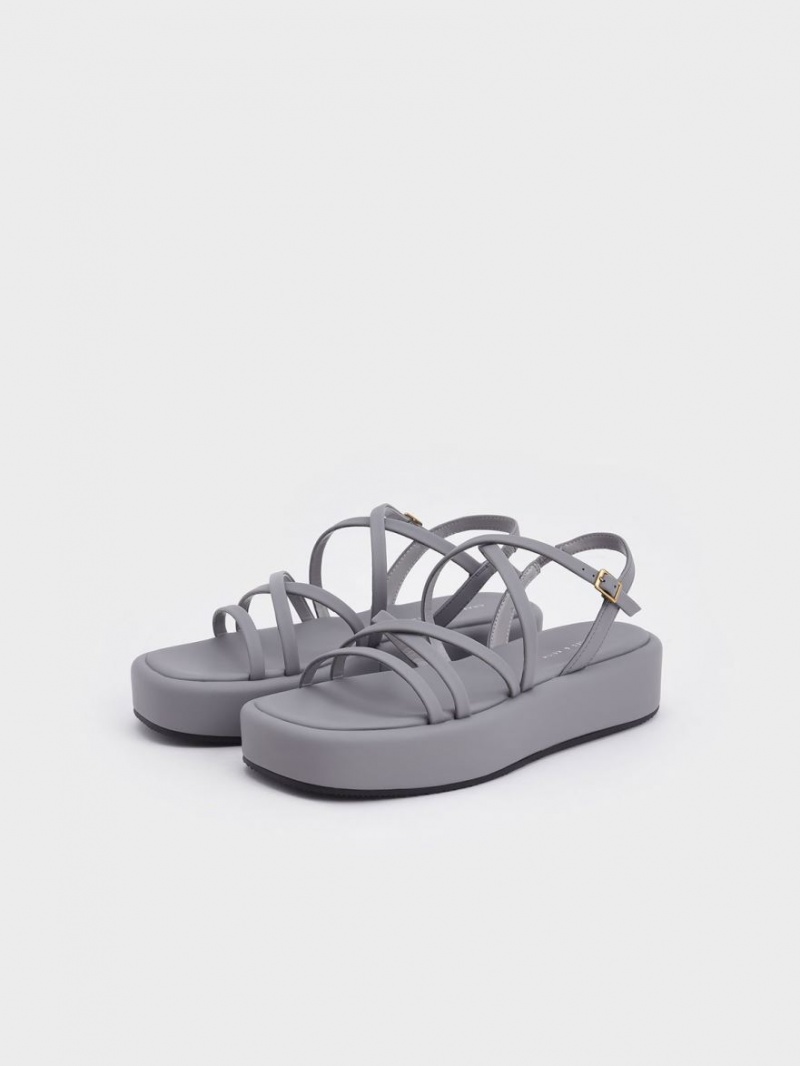 Πεδιλα Πλατφορμεσ Charles And Keith strappy Με Επένδυση γκρι | 32857-OTEW