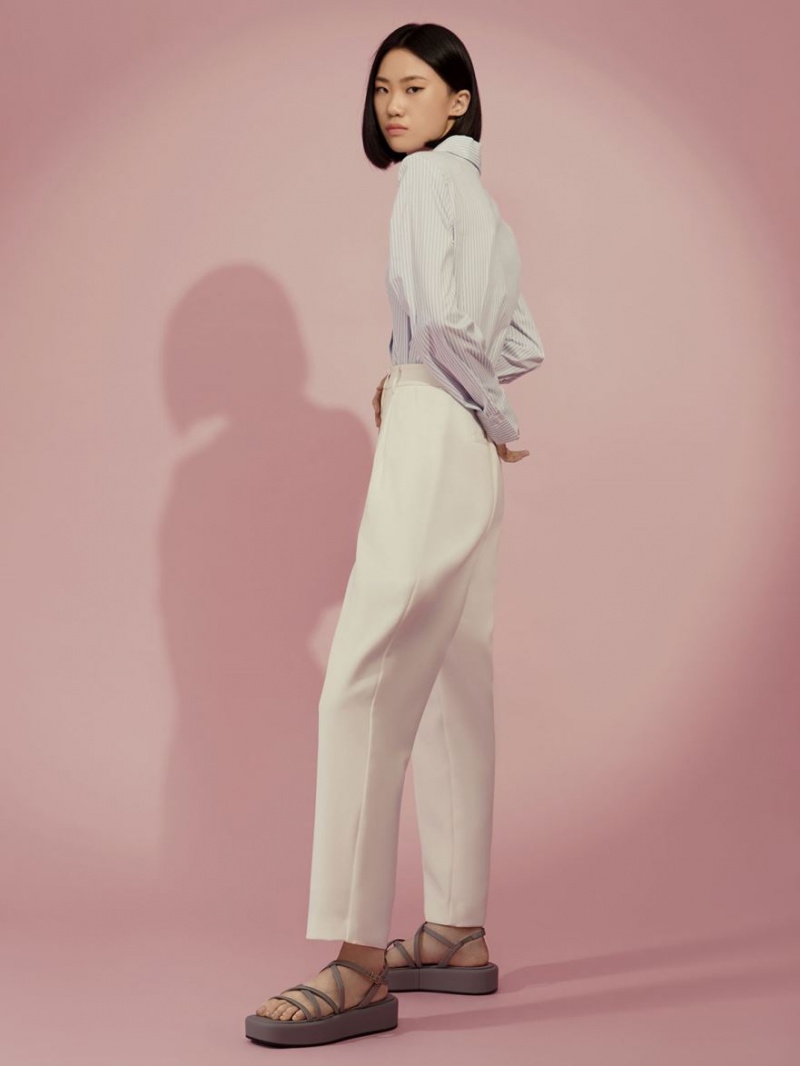 Πεδιλα Πλατφορμεσ Charles And Keith strappy Με Επένδυση γκρι | 32857-OTEW