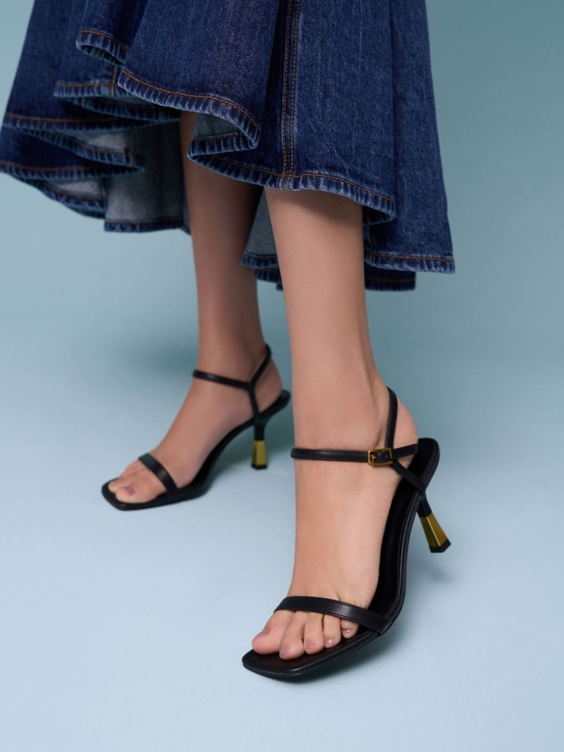 σανδαλια με τακουνι Charles And Keith Ankle-λουρακια μαυρα | 38641-XTEJ
