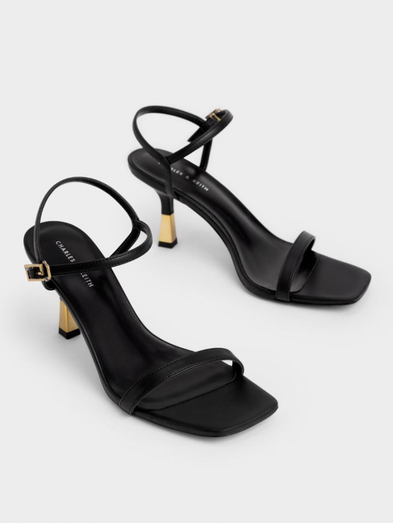 σανδαλια με τακουνι Charles And Keith Ankle-λουρακια μαυρα | 38641-XTEJ