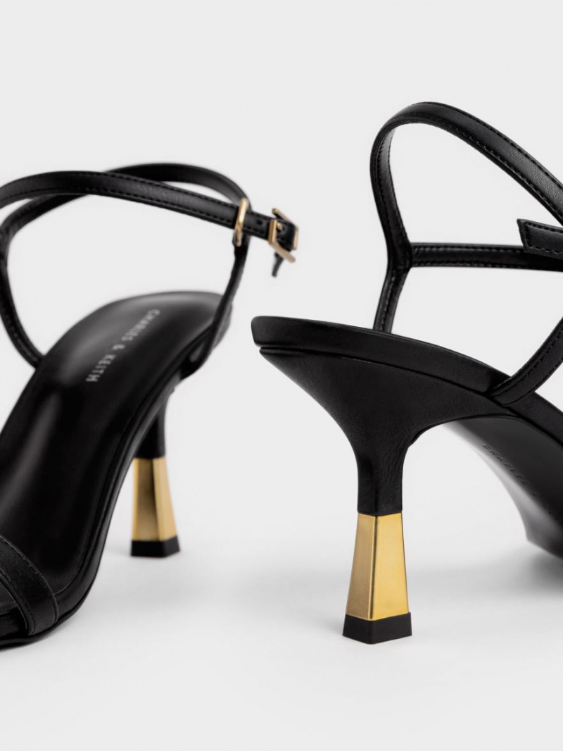 σανδαλια με τακουνι Charles And Keith Ankle-λουρακια μαυρα | 38641-XTEJ