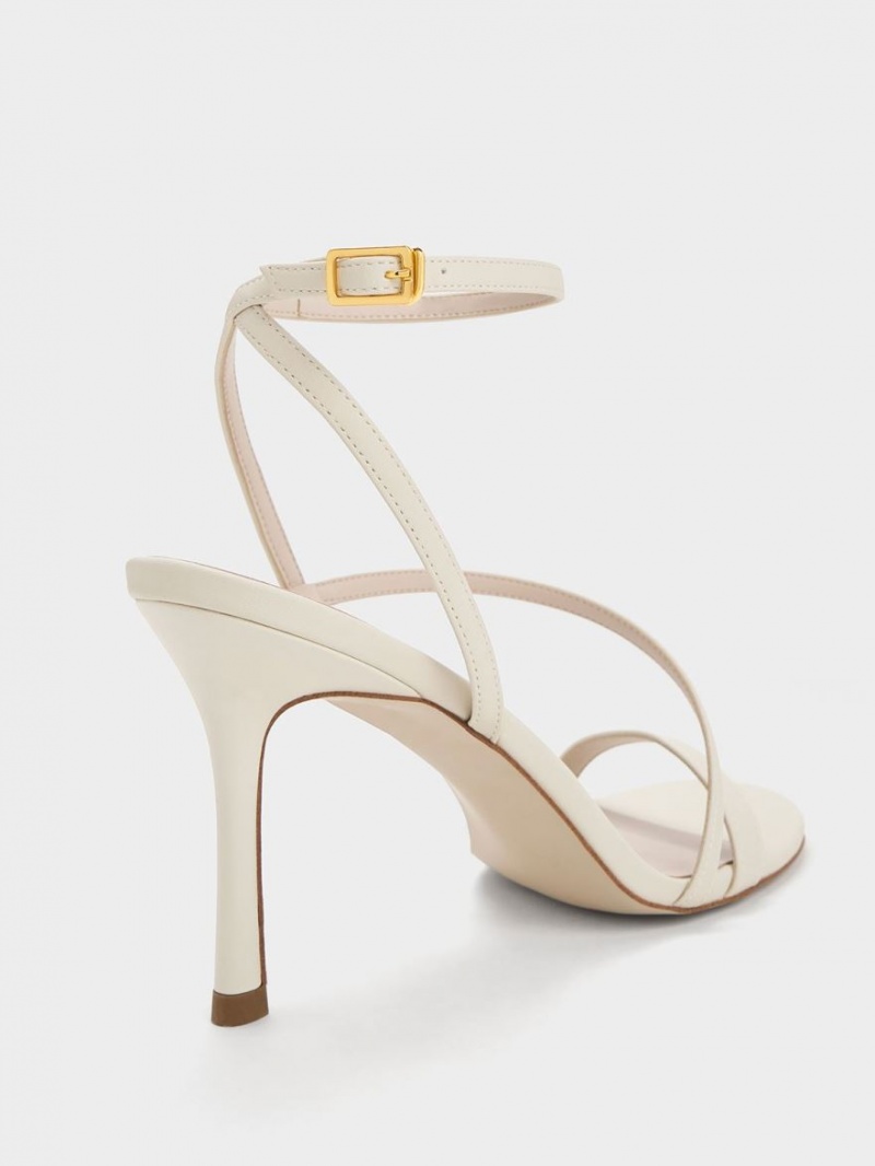 σανδαλια με τακουνι Charles And Keith Asymmetric strappy κρέμα | 28901-NKLB