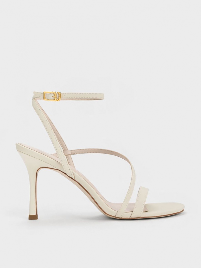 σανδαλια με τακουνι Charles And Keith Asymmetric strappy κρέμα | 28901-NKLB