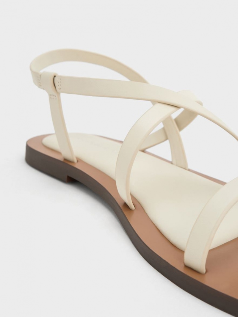 Σανδάλια Με Λουριά Charles And Keith Asymmetrical ασπρα | 56948-NQJF