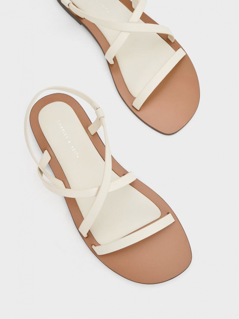 Σανδάλια Με Λουριά Charles And Keith Asymmetrical ασπρα | 56948-NQJF
