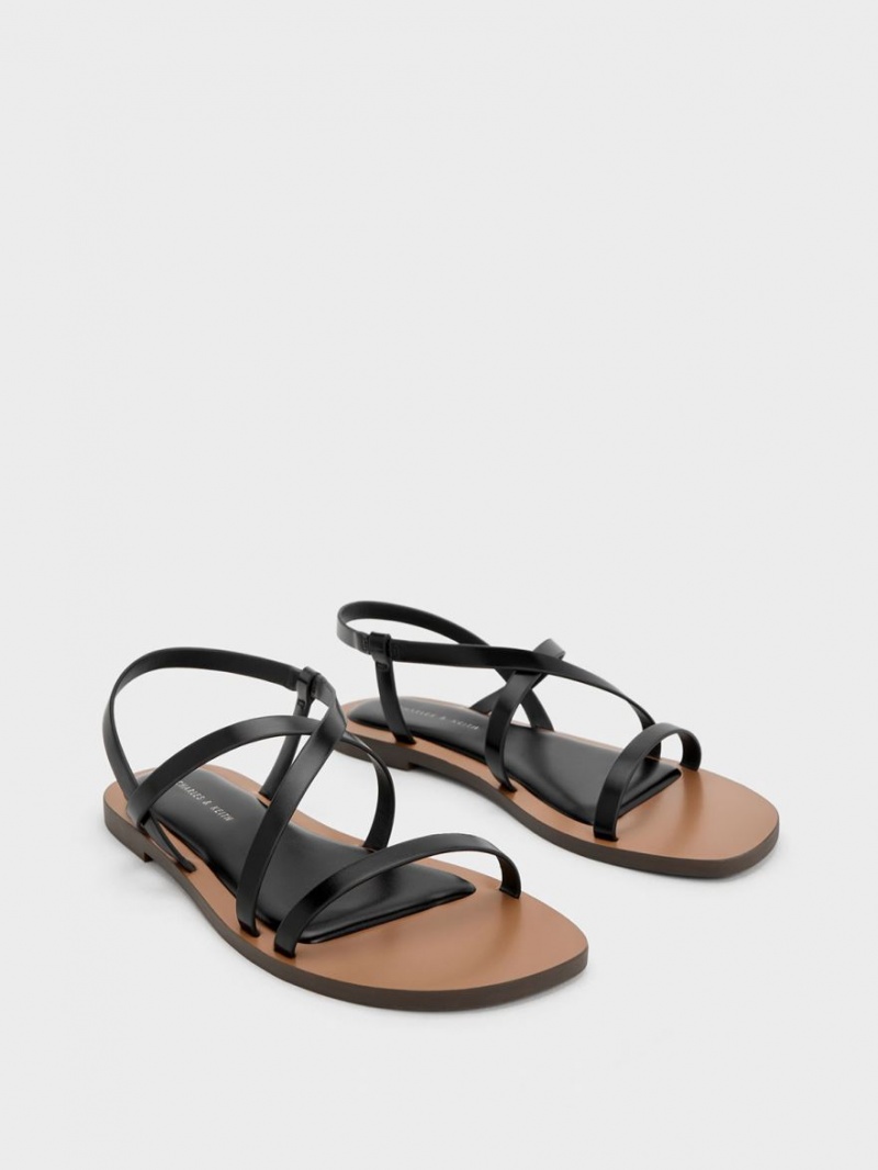 Σανδάλια Με Λουριά Charles And Keith Asymmetrical μαυρα | 68371-XVNE