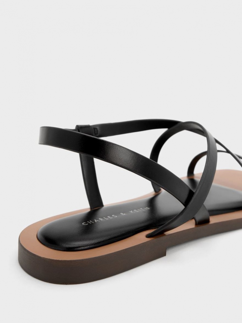 Σανδάλια Με Λουριά Charles And Keith Asymmetrical μαυρα | 68371-XVNE