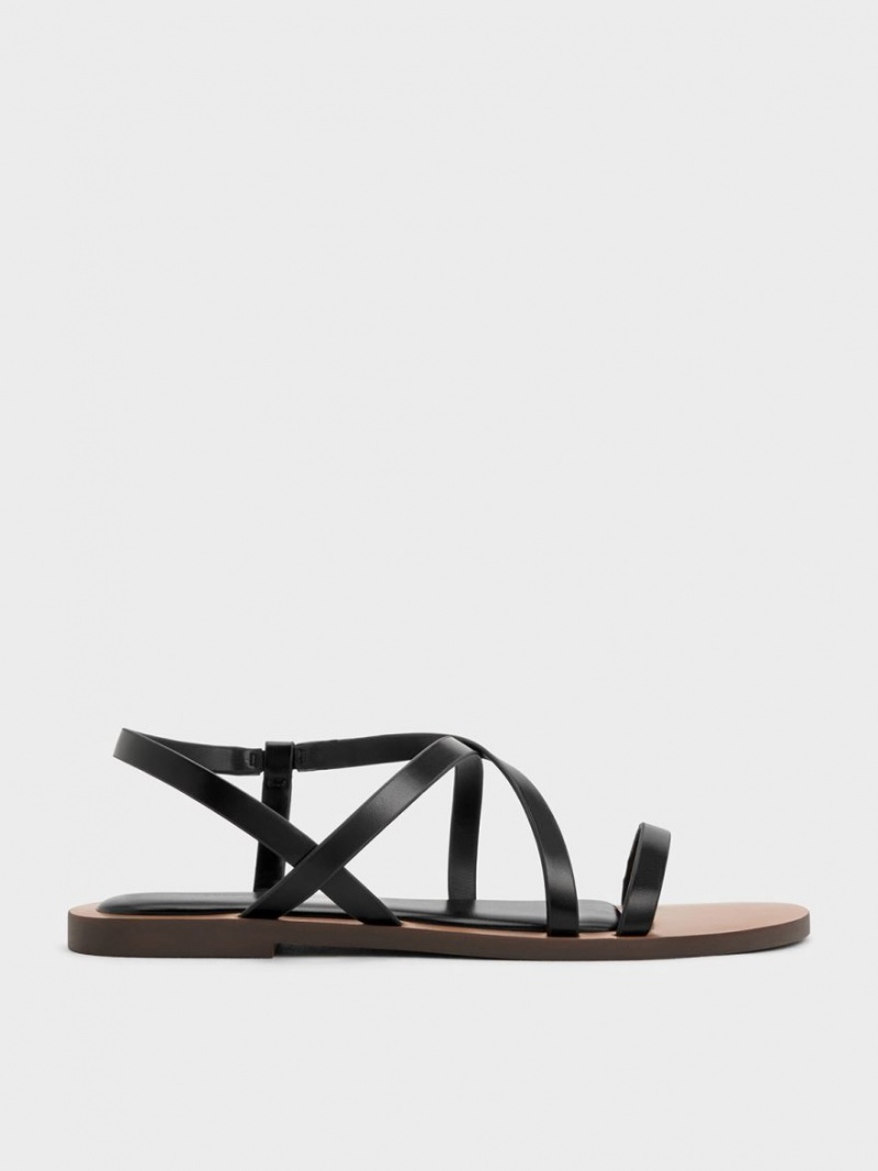 Σανδάλια Με Λουριά Charles And Keith Asymmetrical μαυρα | 68371-XVNE