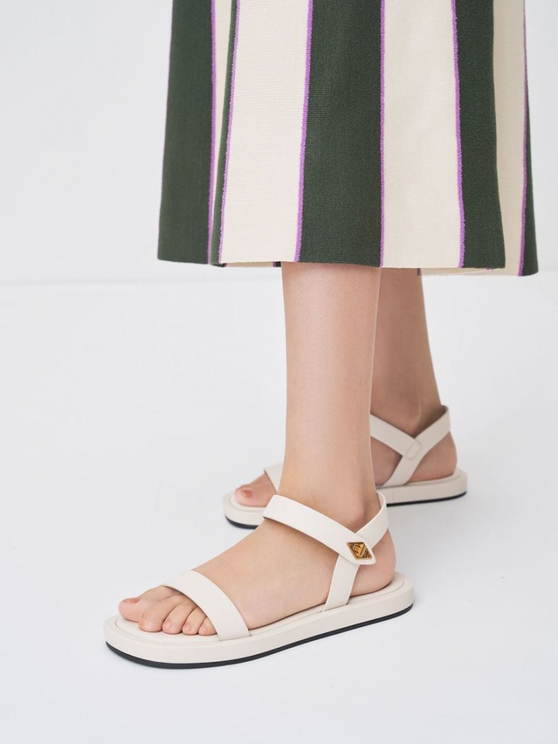 Σανδάλια Με Λουριά Charles And Keith Back ασπρα | 74235-NQBF