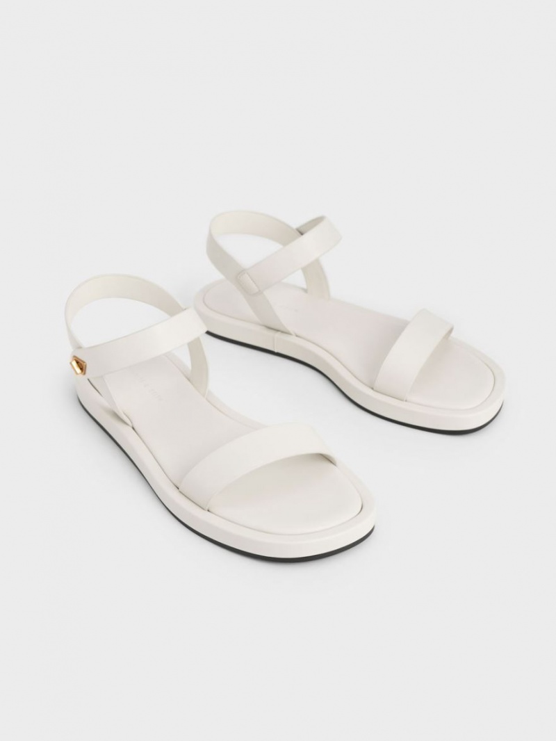 Σανδάλια Με Λουριά Charles And Keith Back ασπρα | 74235-NQBF