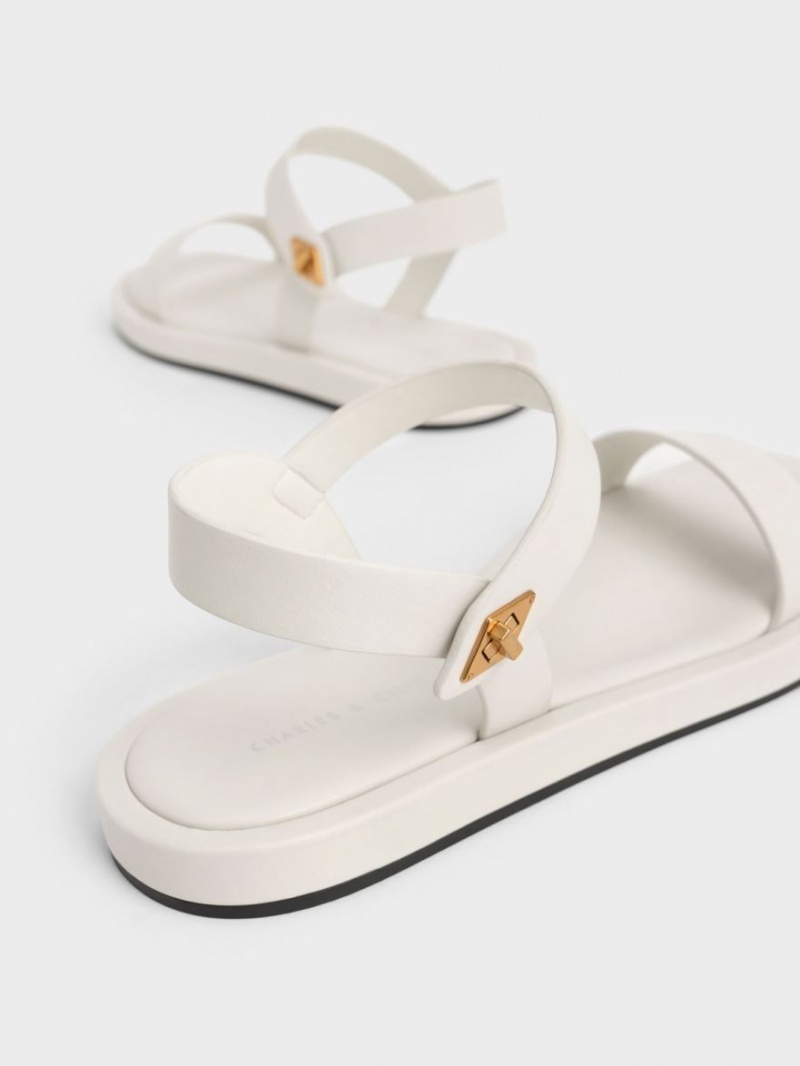 Σανδάλια Με Λουριά Charles And Keith Back ασπρα | 74235-NQBF