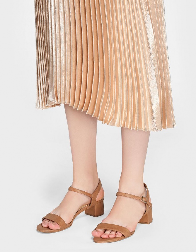 σανδαλια με τακουνι Charles And Keith Basic Open-toe καφε | 12357-WOVF