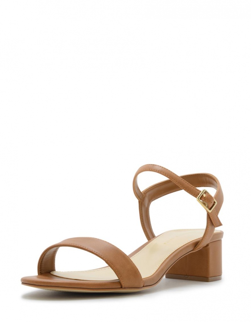 σανδαλια με τακουνι Charles And Keith Basic Open-toe καφε | 12357-WOVF