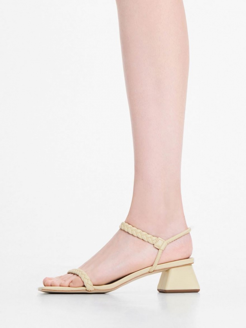 Σανδάλια Με Λουριά Charles And Keith Braided Back κίτρινα | 68430-TVZR