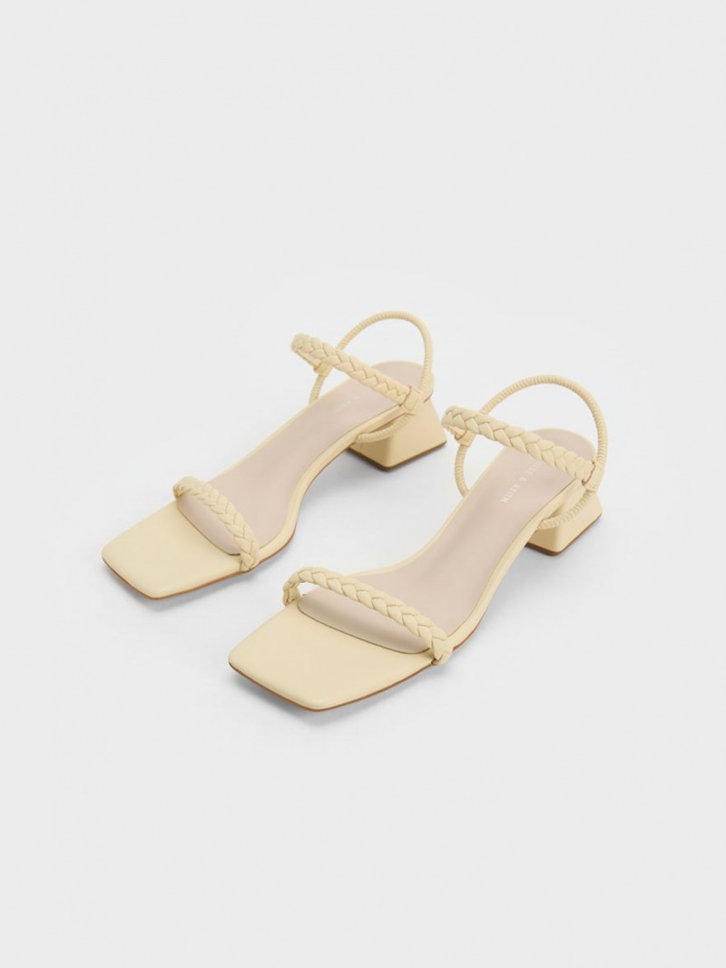 Σανδάλια Με Λουριά Charles And Keith Braided Back κίτρινα | 68430-TVZR