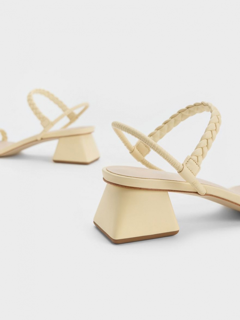 Σανδάλια Με Λουριά Charles And Keith Braided Back κίτρινα | 68430-TVZR