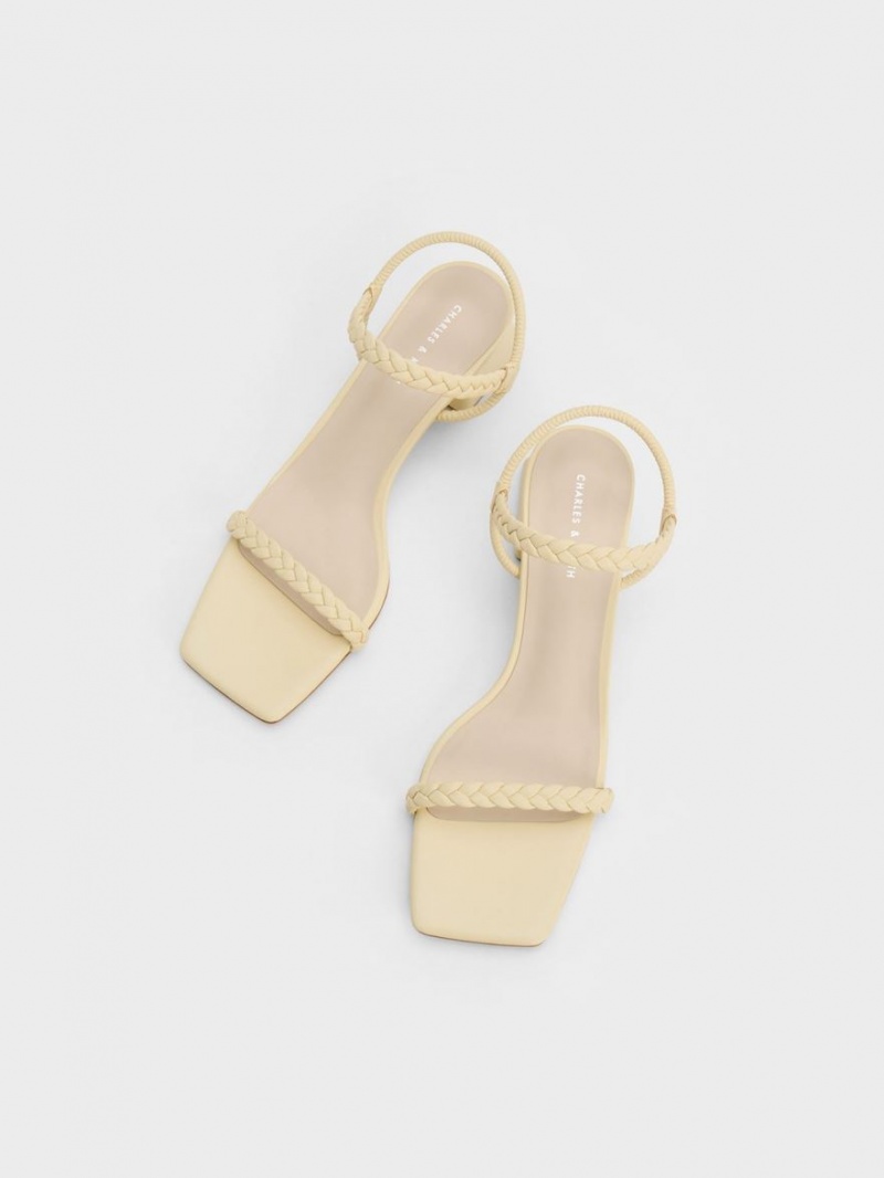 Σανδάλια Με Λουριά Charles And Keith Braided Back κίτρινα | 68430-TVZR