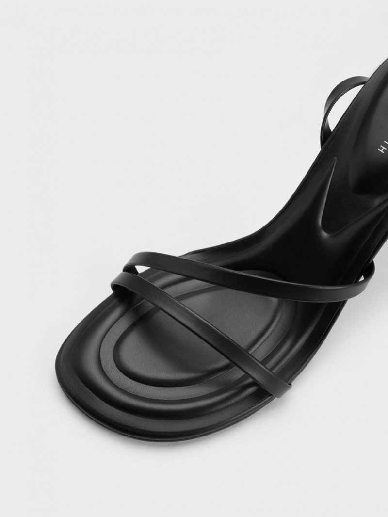 Σανδάλια Με Λουριά Charles And Keith Celestine Sculptural Heel μαυρα | 78154-VYJS