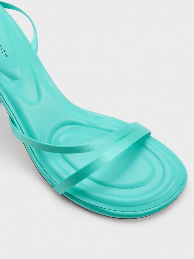 Σανδάλια Με Λουριά Charles And Keith Celestine Sculptural Heel τυρκουάζ | 30724-BFEW