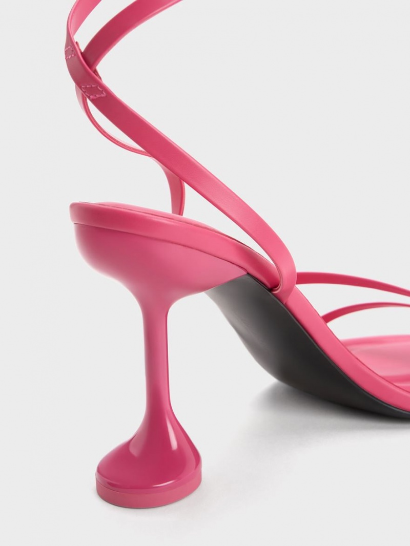 Σανδάλια Με Λουριά Charles And Keith Celestine Sculptural Heel ροζ | 75184-IDEU