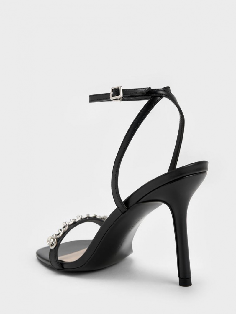 Σανδάλια Με Λουριά Charles And Keith Chain-Embellished Ankle μαυρα | 04185-HCVE