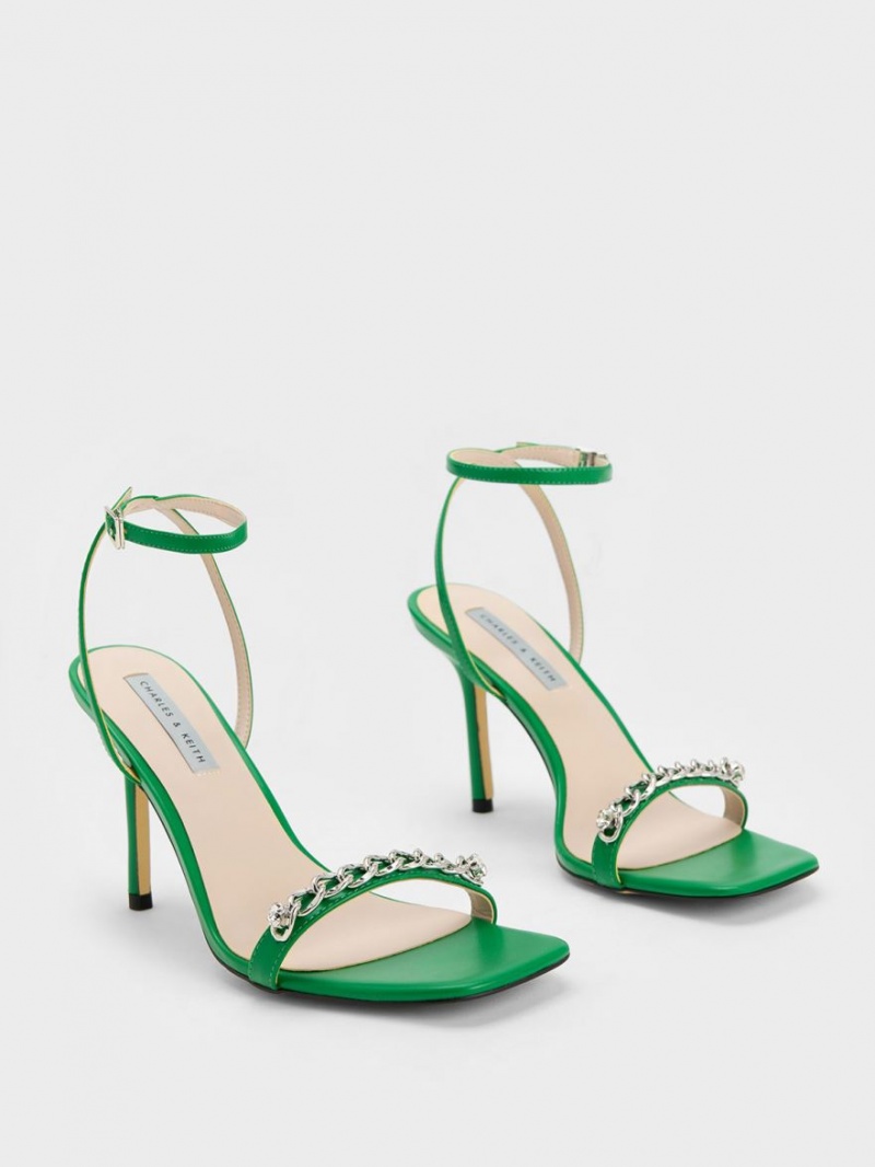 Σανδάλια Με Λουριά Charles And Keith Chain-Embellished Ankle πρασινο | 47962-OKQM