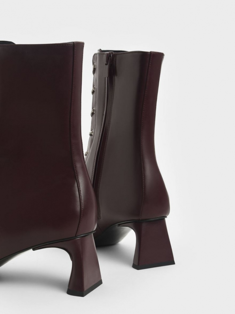 μποτεσ με κορδονια Charles And Keith Chain Calf μπορντο | 12863-WFDY