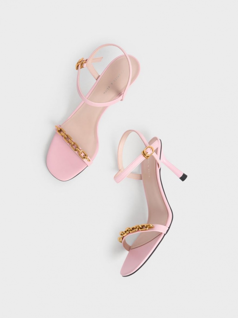 σανδαλια με τακουνι Charles And Keith Chain Link ανοιχτο ροζ | 95162-CJAZ