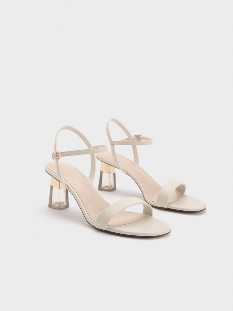 σανδαλια με τακουνι Charles And Keith Clear Trapeze ασπρα | 59160-MXQH
