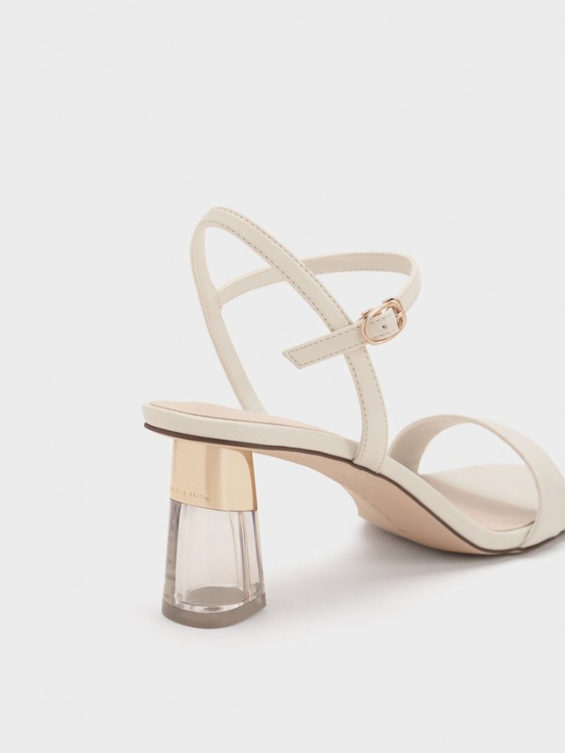 σανδαλια με τακουνι Charles And Keith Clear Trapeze ασπρα | 59160-MXQH
