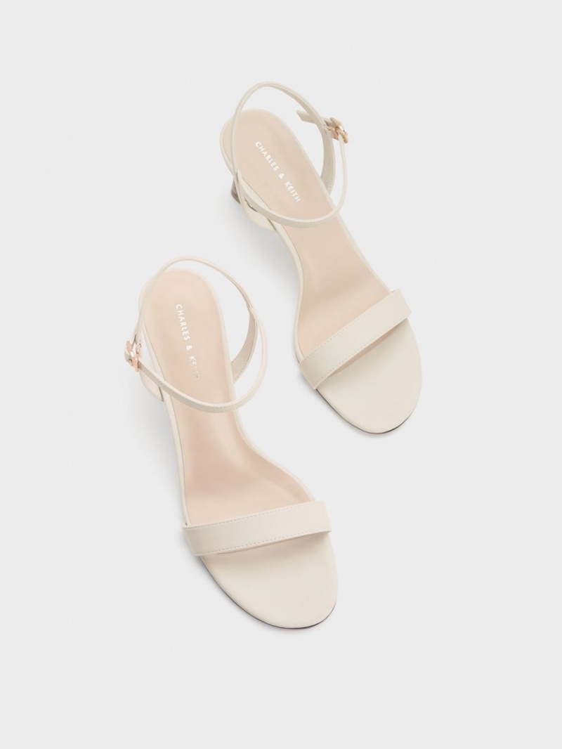 σανδαλια με τακουνι Charles And Keith Clear Trapeze ασπρα | 59160-MXQH