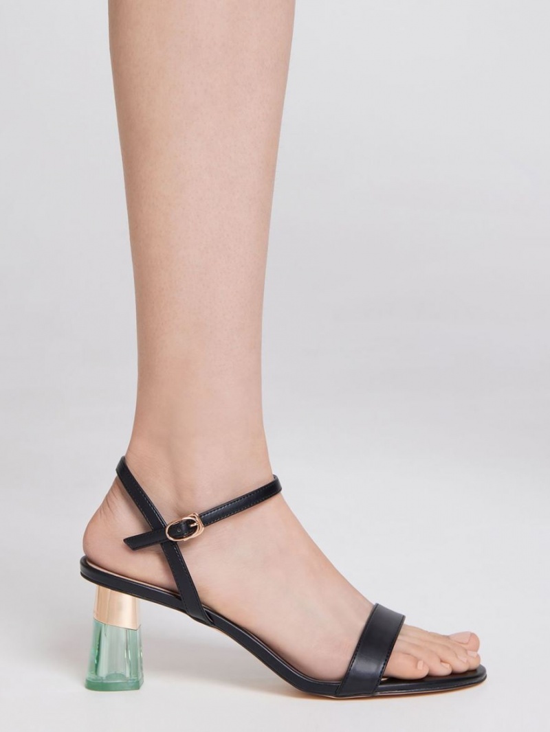 σανδαλια με τακουνι Charles And Keith Clear Trapeze μαυρα | 87196-TPSQ