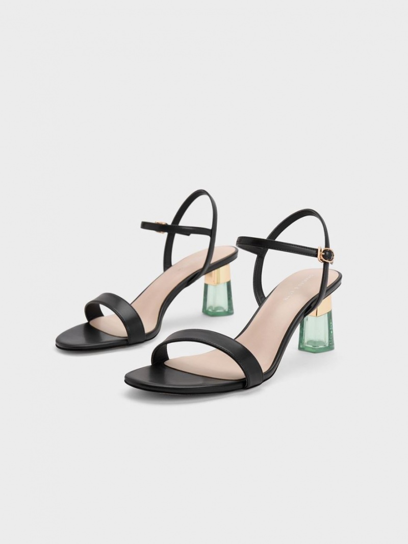 σανδαλια με τακουνι Charles And Keith Clear Trapeze μαυρα | 87196-TPSQ