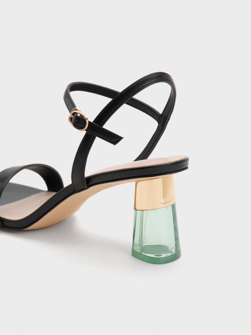 σανδαλια με τακουνι Charles And Keith Clear Trapeze μαυρα | 87196-TPSQ