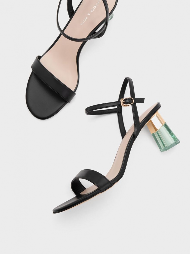 σανδαλια με τακουνι Charles And Keith Clear Trapeze μαυρα | 87196-TPSQ