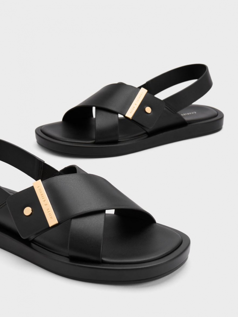 Σανδάλια Με Λουριά Charles And Keith Crossover Back μαυρα | 97645-JUZB
