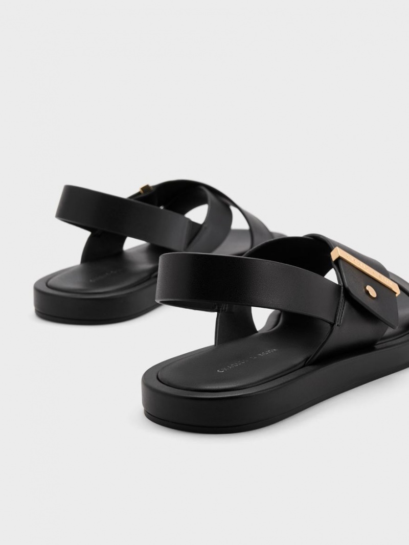 Σανδάλια Με Λουριά Charles And Keith Crossover Back μαυρα | 97645-JUZB