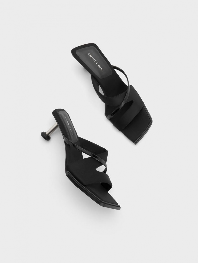 σανδαλια με τακουνι Charles And Keith Crossover Sculptural μαυρα | 46180-GHJI