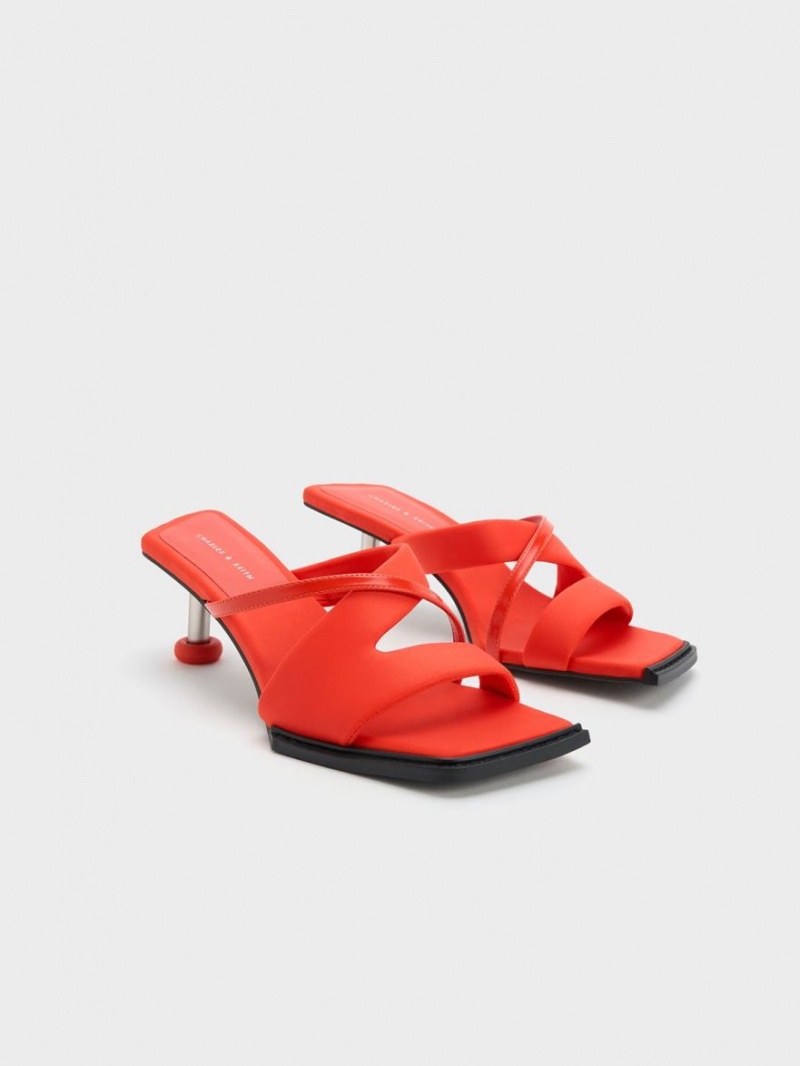σανδαλια με τακουνι Charles And Keith Crossover Sculptural κοκκινα | 70468-RGVP
