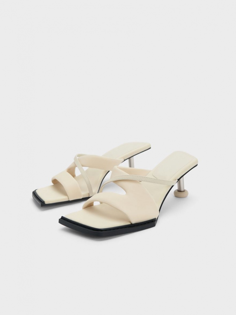 σανδαλια με τακουνι Charles And Keith Crossover Sculptural κρέμα | 21798-HCID