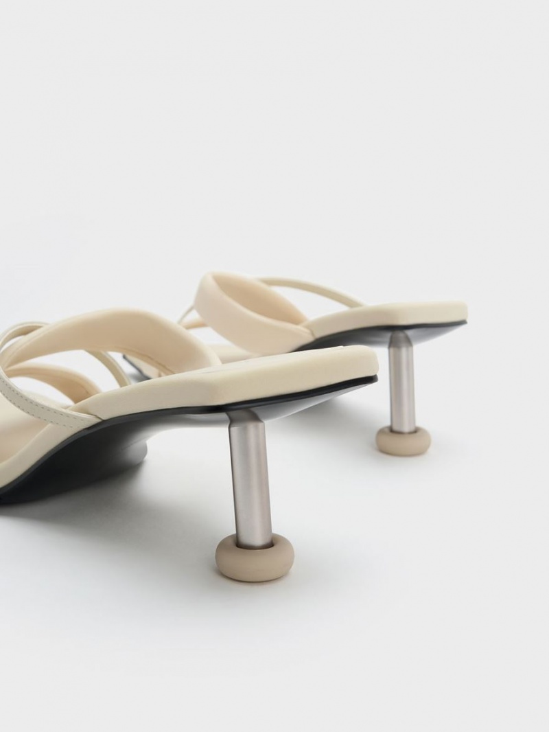 σανδαλια με τακουνι Charles And Keith Crossover Sculptural κρέμα | 21798-HCID