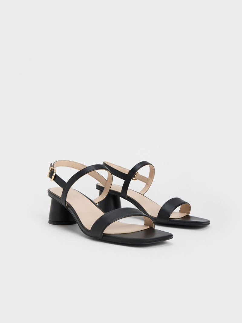Σανδάλια Με Λουριά Charles And Keith Cylindrical Heel Back μαυρα | 92581-QWXT