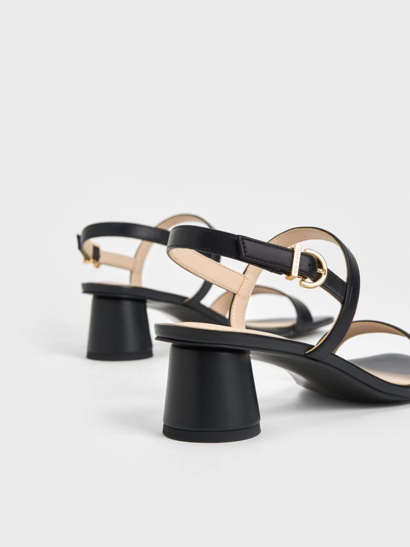 Σανδάλια Με Λουριά Charles And Keith Cylindrical Heel Back μαυρα | 92581-QWXT