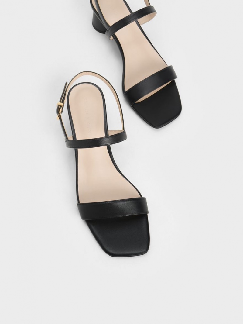 Σανδάλια Με Λουριά Charles And Keith Cylindrical Heel Back μαυρα | 92581-QWXT
